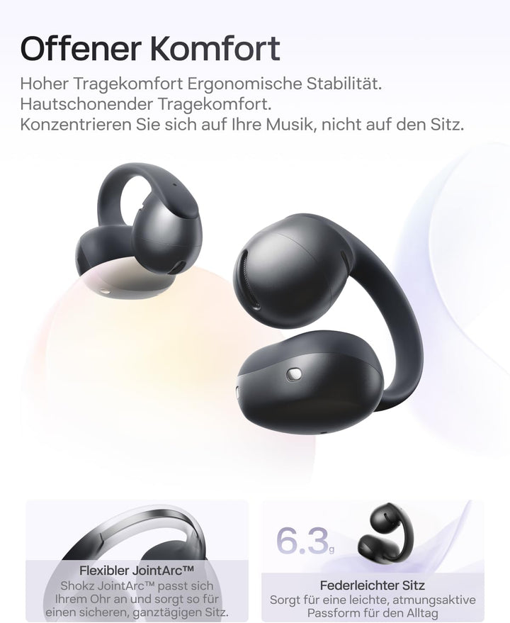 SHOKZ OpenDots Air Open-Ear-Kopfhörer mit Clip-on, ultraleichten 6,3 g, sicherer Passform, Deep Bass