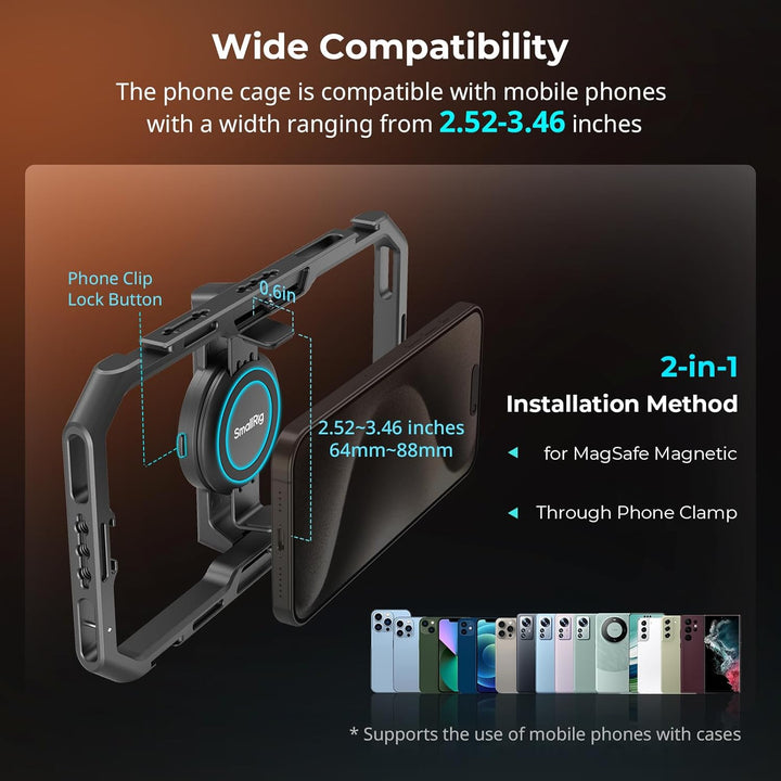 SMALLRIG Universal Quick Release Phone Cage Kit Basic, Aluminium-Smartphone-Video-Rig-Kit mit kabell