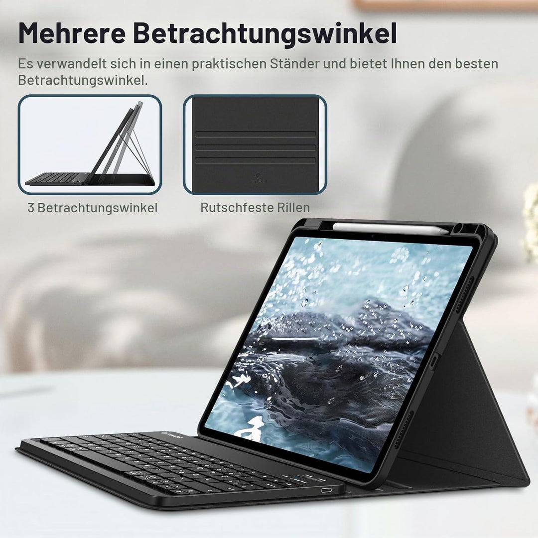 FINTIE Hülle mit Tastatur für iPad Air 13 Zoll M4/M3/M2 (2026/2025/2024), Soft TPU Rückseite Gehäuse