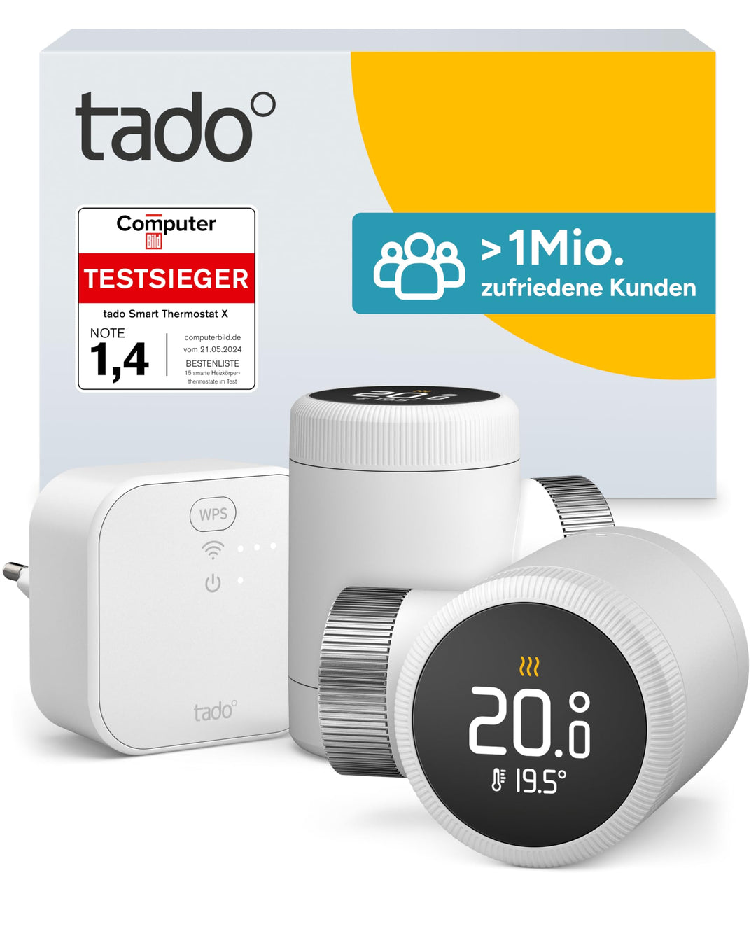 tado° Smartes Heizkörperthermostat X – Starter Kit mit Bridge X, Heizungssteuerung per App und Smart