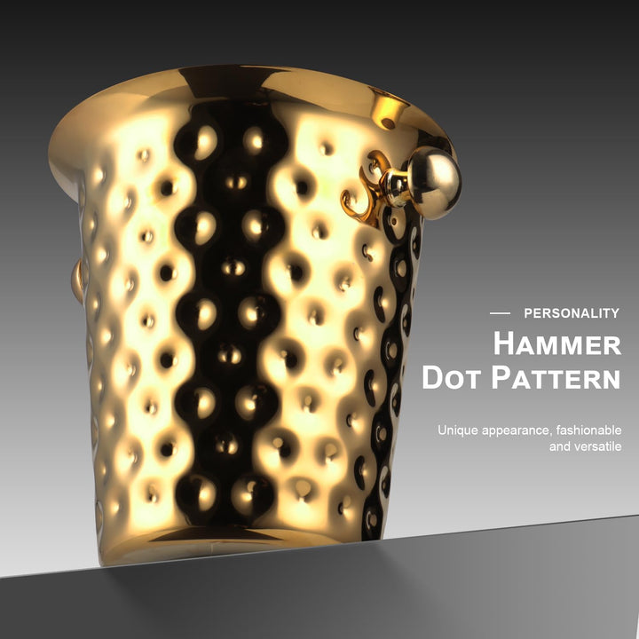 Sektkühler, Eiskübel Edelstahl 5l,Champagner Kühler mit Griff für Bar, Party, Grill (Gold), Gold