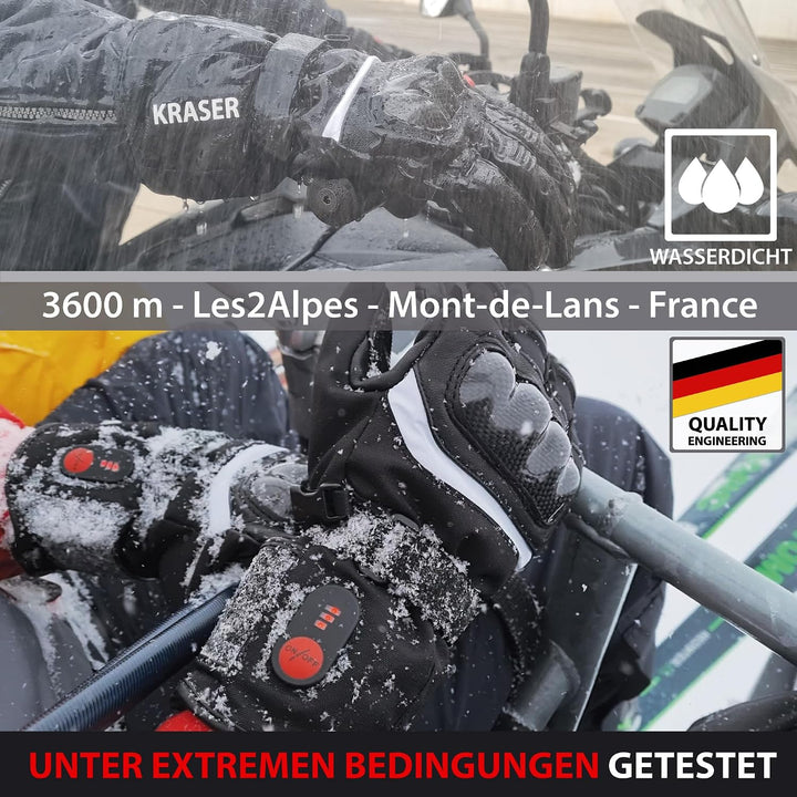 KRASER KRGS28-M Beheizte Handschuhe für Motorrad Ski Snow, Elektrisch Thermal 2200mAh Lithium 7,4 V