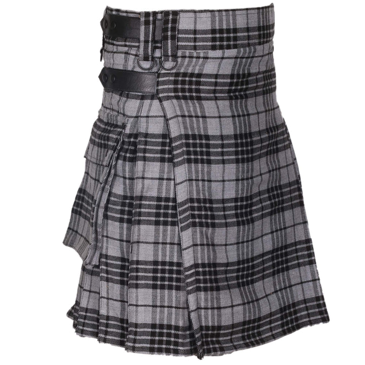 Utility-Kilt für Herren aus Acrylwolle mit Lederriemen Light Grey Watch 44, Light Grey Watch 44