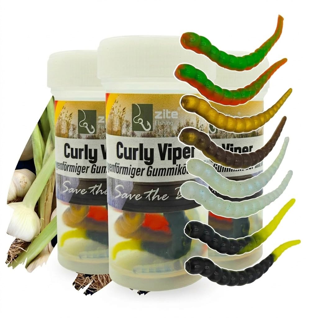 Zite Fishing Curly Viper Forellen Gummiköder 8 STK, 6,5cm - Schlangenartiger Forellenköder - UL Ange