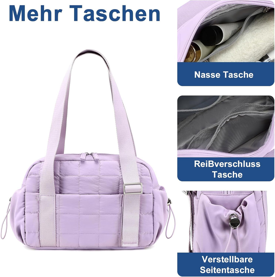 LEDAOU Mini Sporttasche für Damen, Kleiner gepolsterter Turnbeutel mit Nassfach und Münztasche, Leic