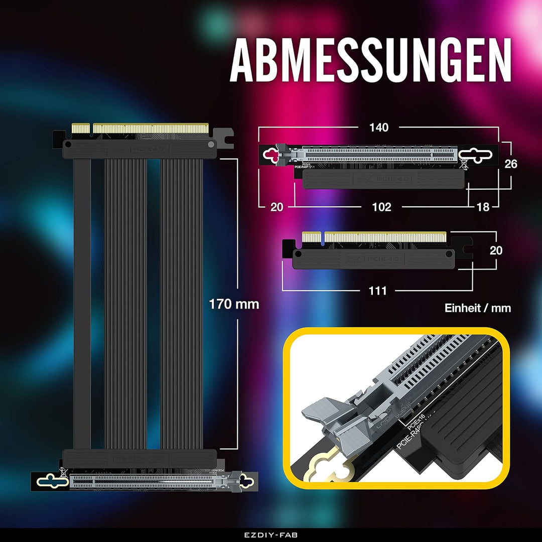 EZDIY-FAB PCI Express 4.0 16x Flexible Kabelverlängerung Port Adapter für Grafikkarten,High Speed PC
