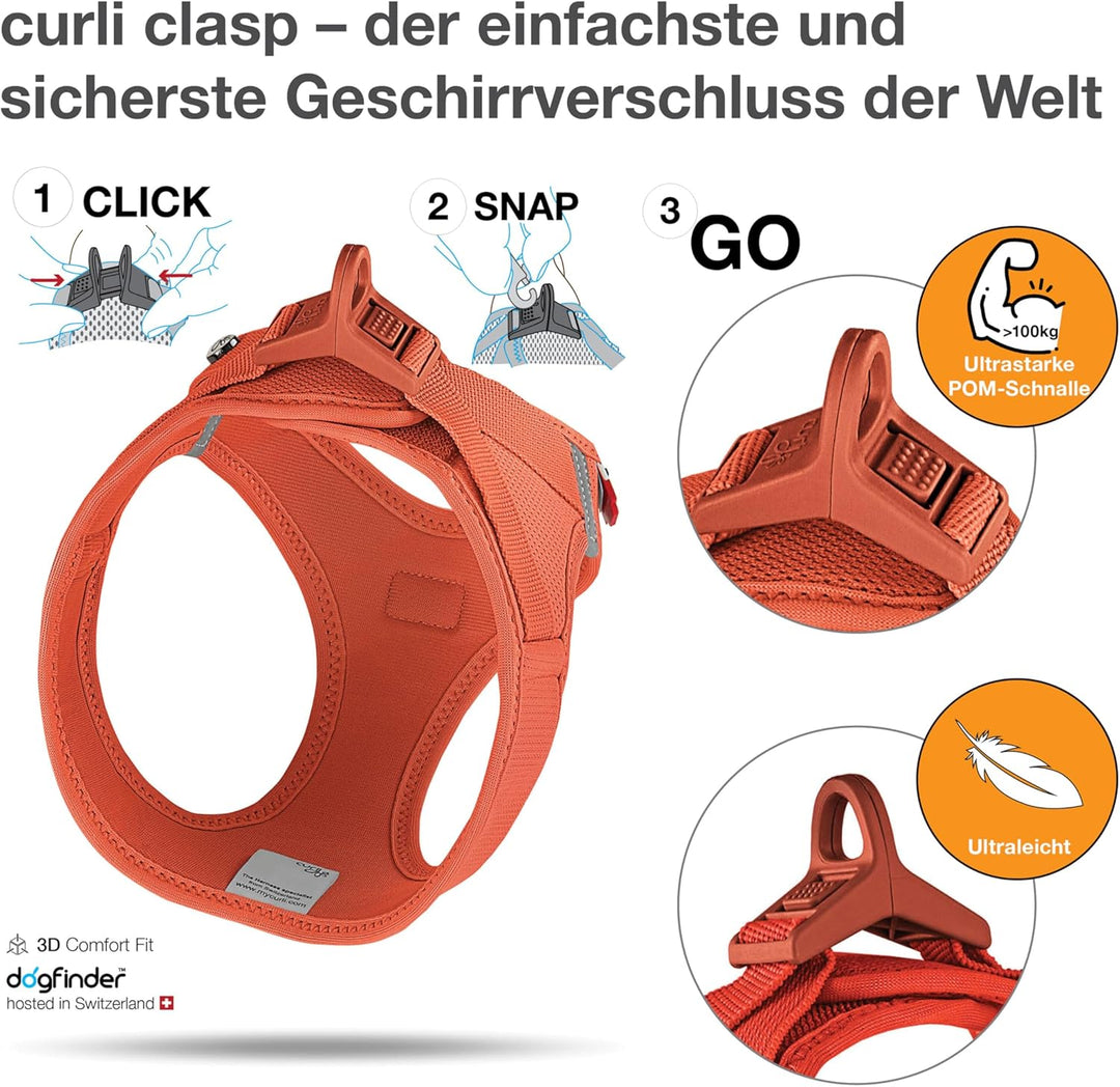 Vest Harness curli Clasp Air-Mesh Sun Orange S, Einfarbig
