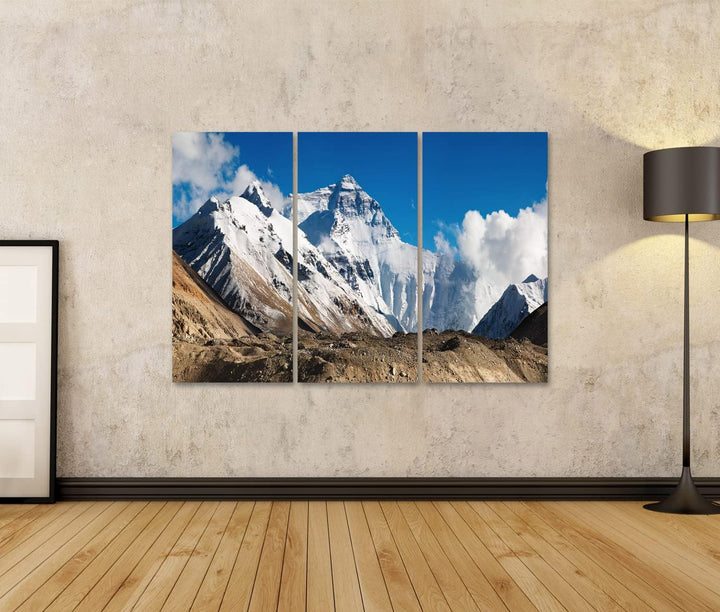 islandburner Bild auf Leinwand Mount Everest Bilder Wandbilder Poster Leinwand 130x80cm - 3 Teile, L