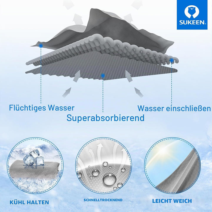 Sukeen Kühlendes Handtuch, Sport Cooling Towel für Hals und Körper, Schweisshandtuch schnelltrocknen