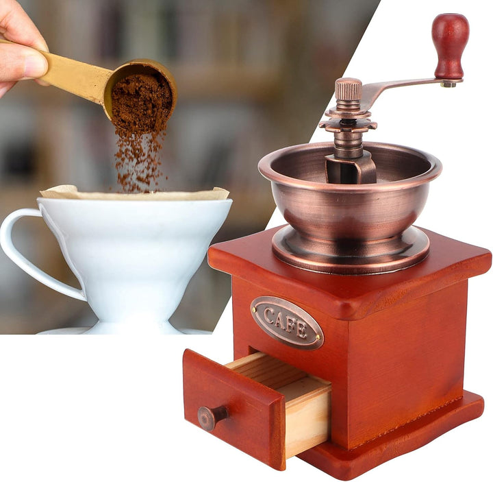Natudeco Manuelle Kaffeemühle, Handmühle aus Holz, Handkurbel, Kaffeebohnenmühle, Retro-Stil, Kaffee