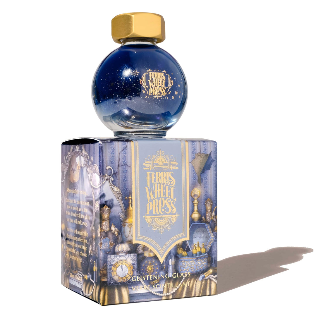 Ferris Wheel Press Fountain Pen Ink | FerriTales Collection | Glistening Glass Blue-Grey with a Gold