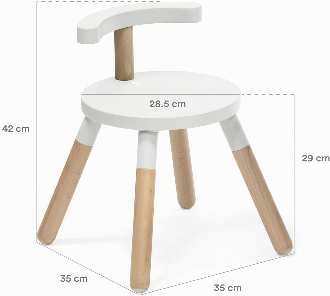 Stokke MuTable Stuhl, White - 2023 Neugestaltung - Anpassbare Sitzhöhe & entfernbare Rückenlehne - H