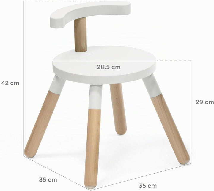 Stokke MuTable Stuhl, White - 2023 Neugestaltung - Anpassbare Sitzhöhe & entfernbare Rückenlehne - H