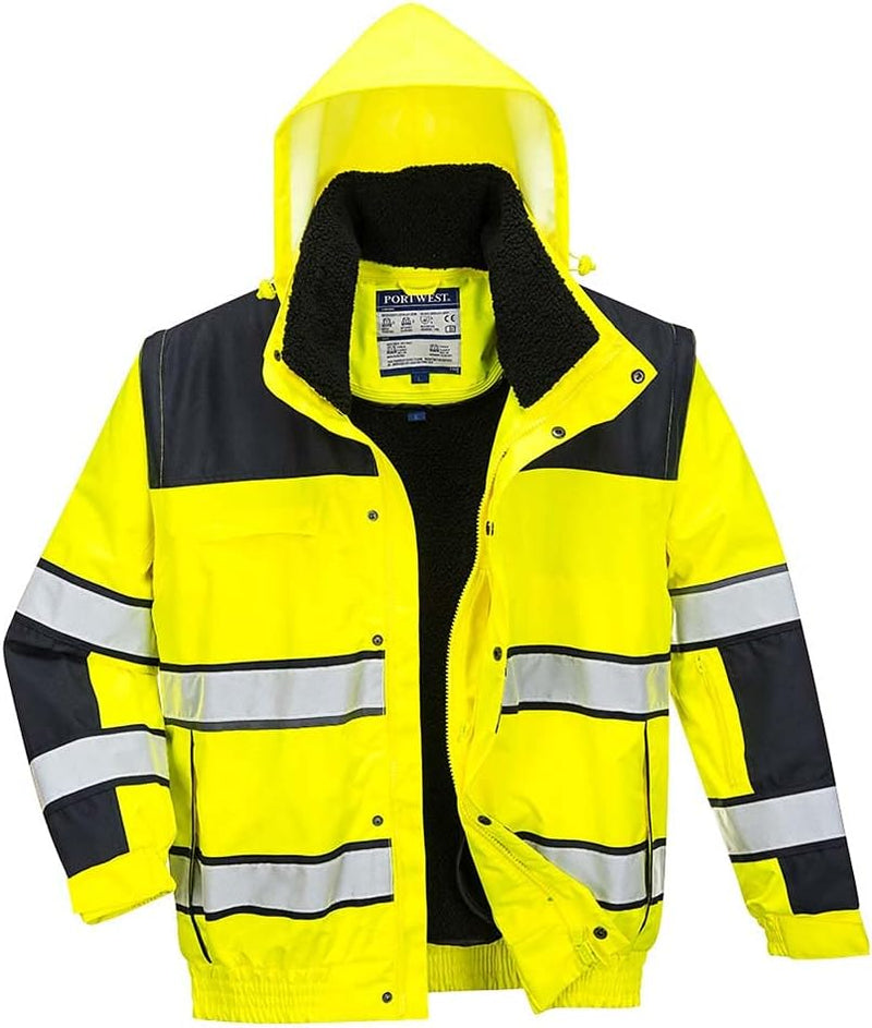 Portwest Klassische Warnschutz-Pilotjacke, Grösse: XXL, Farbe: Gelb/Schwarz, C466YBRXXL XX L gelb /