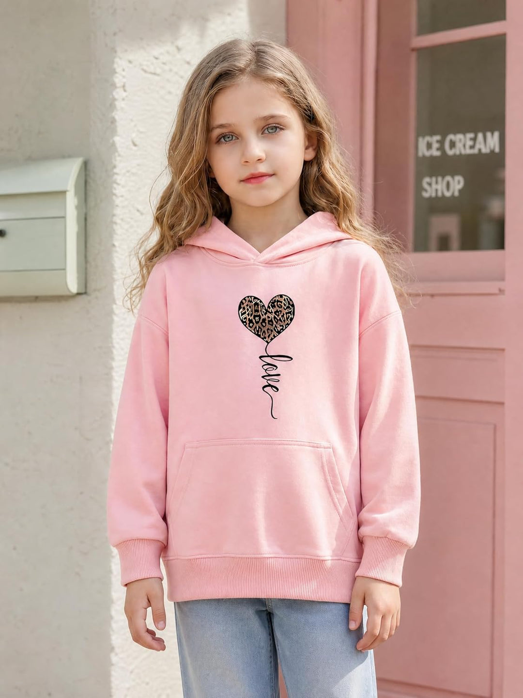 TUANMOZI Hoodie Mädchen Kapuzenpullover Leopard Drucke Sweatshirt mit Kapuzen Casual Baumwolle Pullo