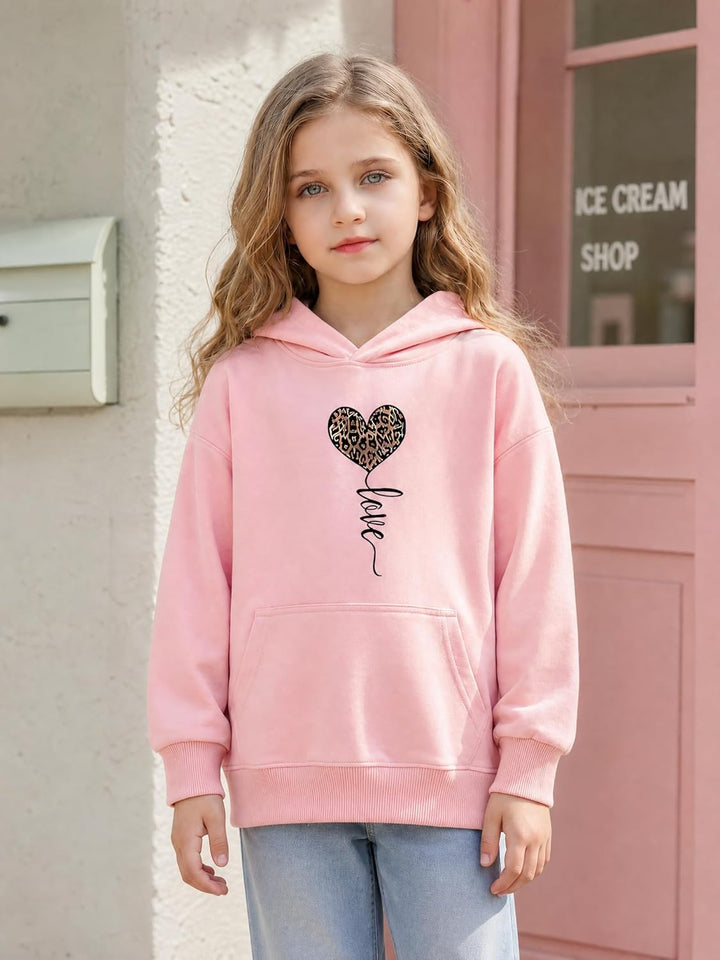 TUANMOZI Hoodie Mädchen Kapuzenpullover Leopard Drucke Sweatshirt mit Kapuzen Casual Baumwolle Pullo