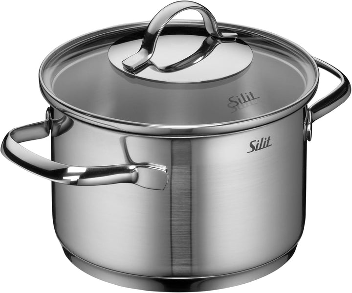 Silit Achat Topfset Induktion 4-teilig, Kochtopf Set mit Glasdeckel, Edelstahl teilmattiert, Indukti