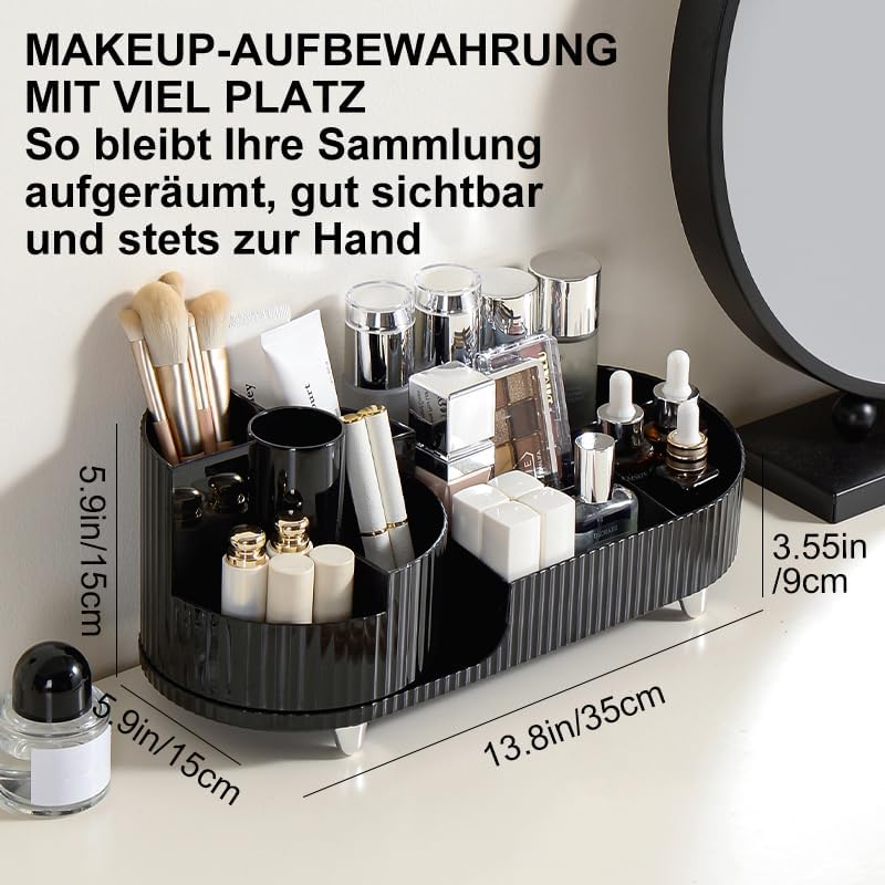 Make up Organizer 360° Drehbar, Grosser Bad Kosmetik Organizer mit Aufbewahrungsbox für Schminktisch