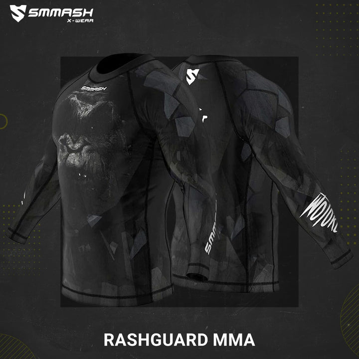 SMMASH Funktionsshirt Herren Rashguard Langarm Sportshirt MMA Thaibox Muay Thai Kickboxen Atmungsakt