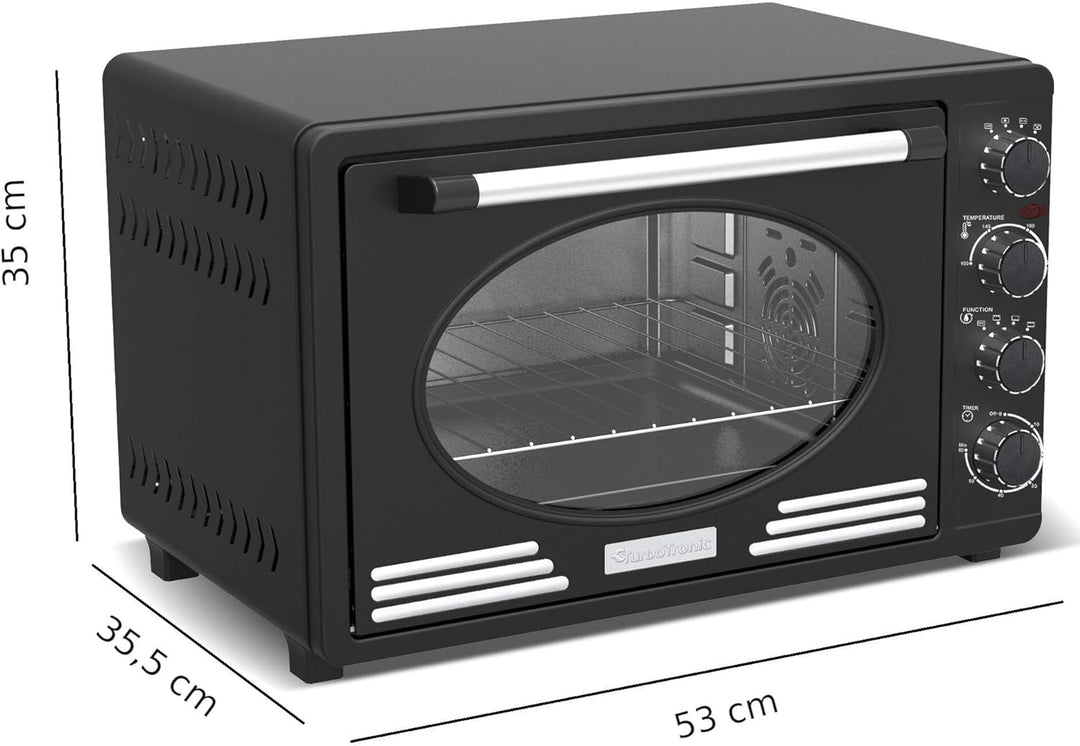 Turbotronic/Retro Minibackofen mit Umluft / 45l / schwarz, rot, blau, beige / 2000W, Mini Backofen,
