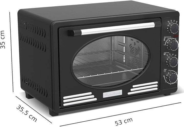 Turbotronic/Retro Minibackofen mit Umluft / 45l / schwarz, rot, blau, beige / 2000W, Mini Backofen,