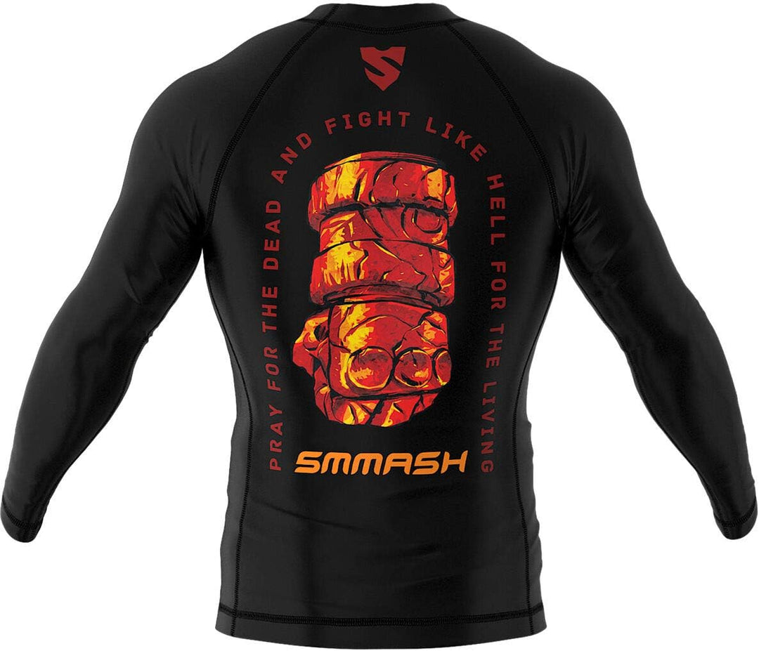 SMMASH Langarmes Rashguard für Herren, Funktionsshirt MMA BJJ Kickboxen Thai Box Cross-Training Fitn