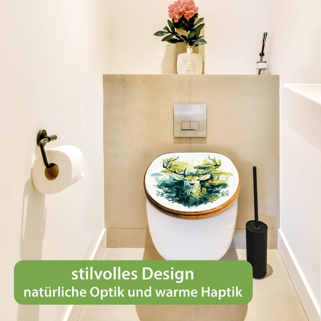 banjado Design WC Sitz Bambus Absenkautomatik 45,8x37,5cm - Toilettendeckel mit Absenkautomatik Holz