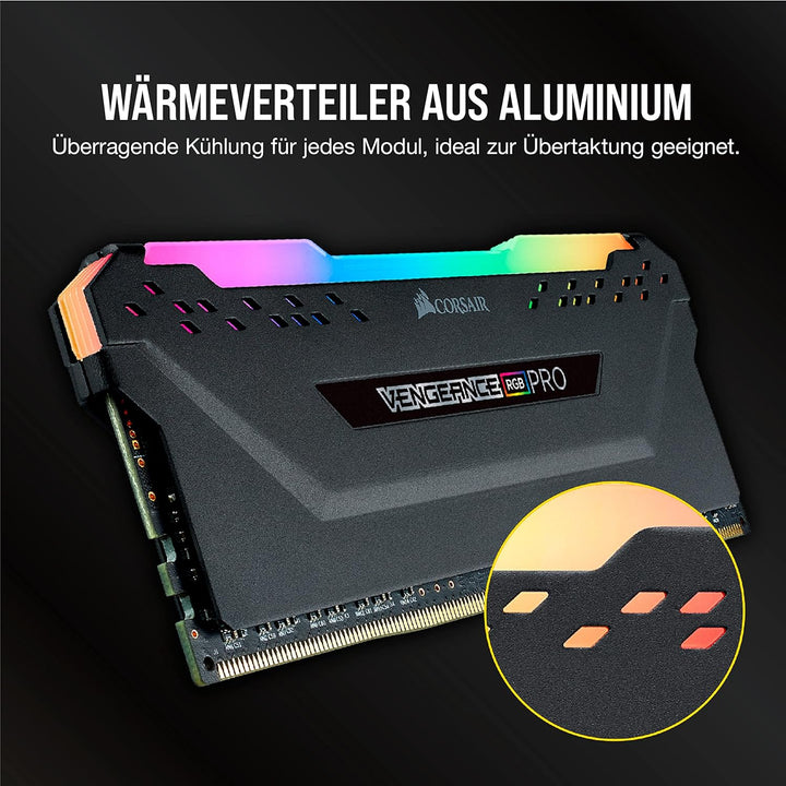 Corsair Vengeance RGB Pro 64GB (2x32GB) DDR4 3200 (PC4-25600) C16 Desktop Memory – schwarz 2 x 32 GB