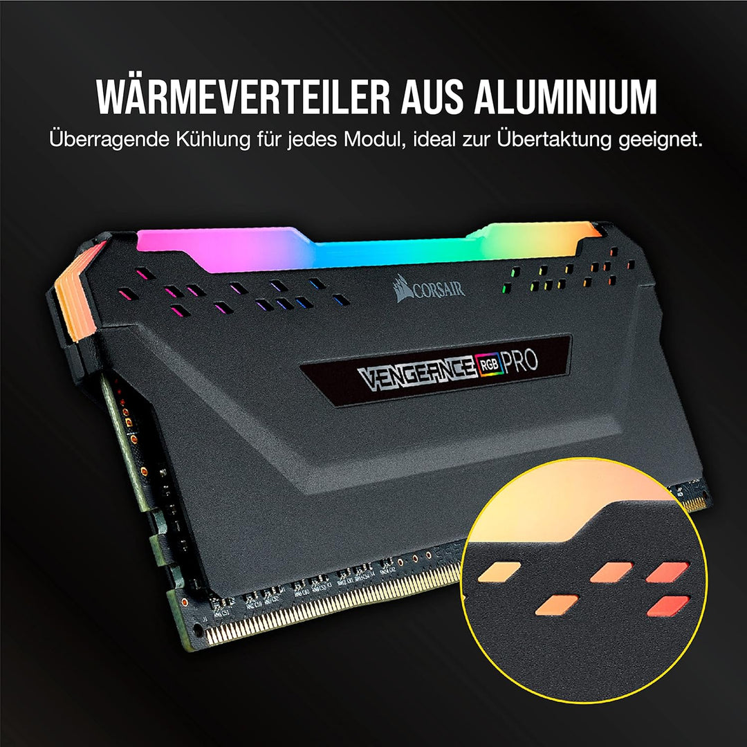 Corsair Vengeance RGB PRO 16GB (1x16GB) DDR4 3600 (PC4-28800) C18 Arbeitsspeicher, AMD Ryzen optimie