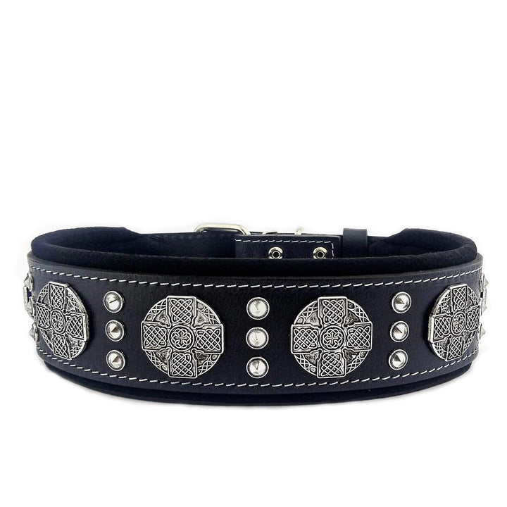 Bestia Maximus Echtleder Hundehalsband für grosse Hunde 100% Leder XXL- 65 bis 75 cm Halsumfang Schw