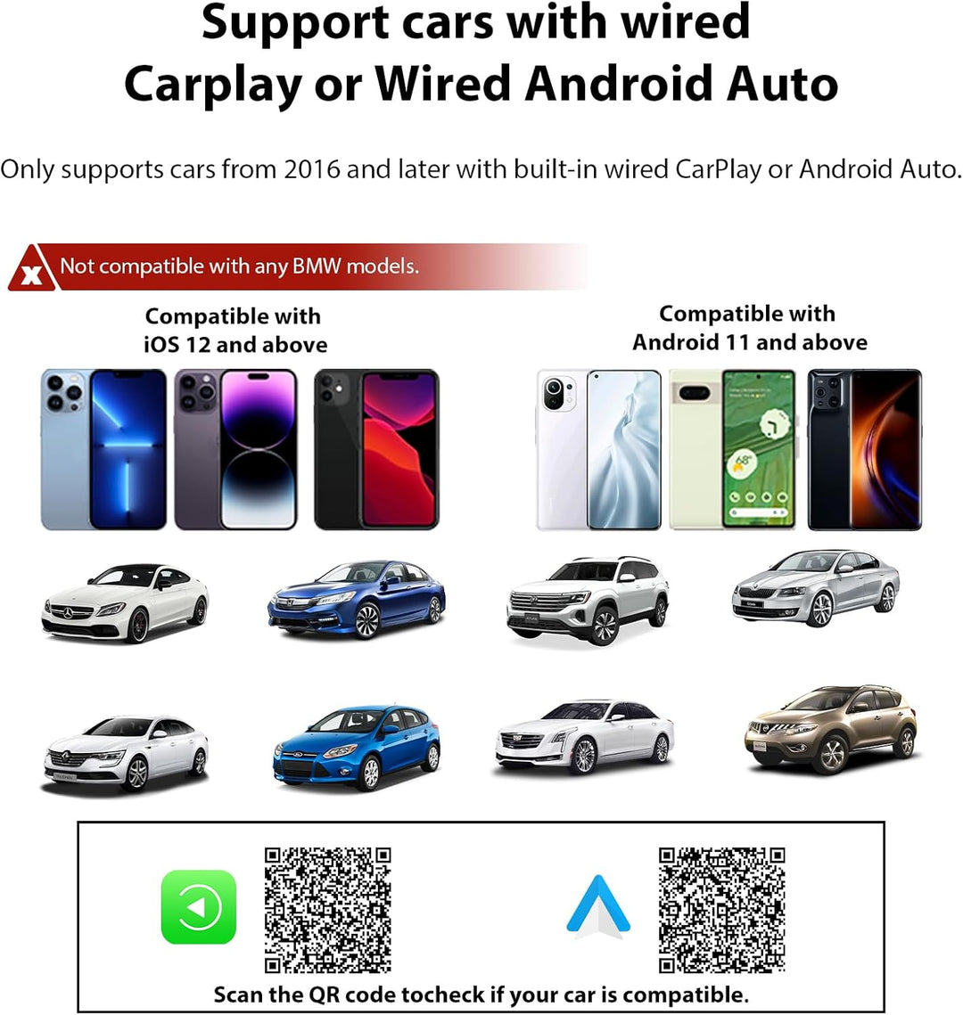 Sunweyer S40 Super Mini CarPlay Adapter Wireless Android Auto Car Kit - für Fahrzeuge mit werksseiti
