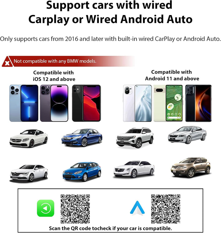 Sunweyer S40 Super Mini CarPlay Adapter Wireless Android Auto Car Kit - für Fahrzeuge mit werksseiti