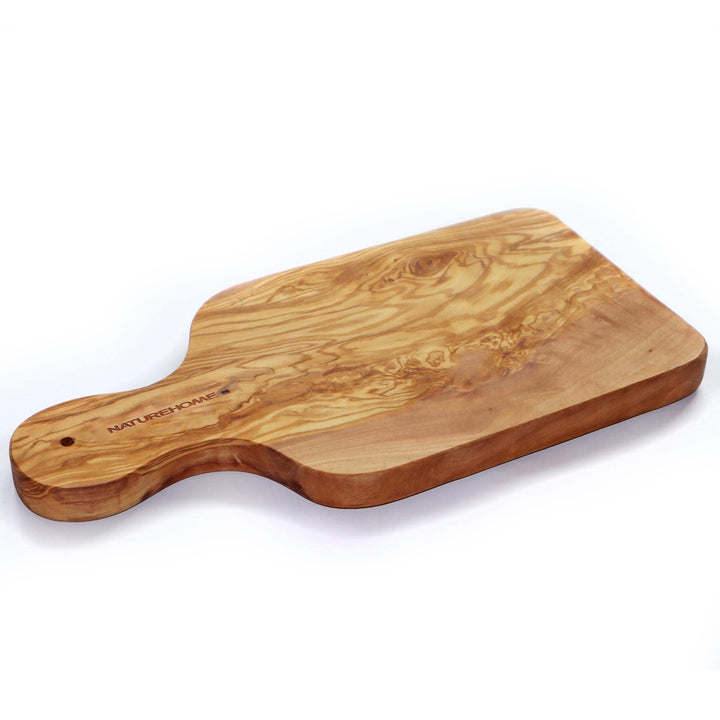NATUREHOME Olivenholz Schneidebrett antibakteriell Vesperbrett Holz Brett Griffbrett 30x14x1,3 cm S,