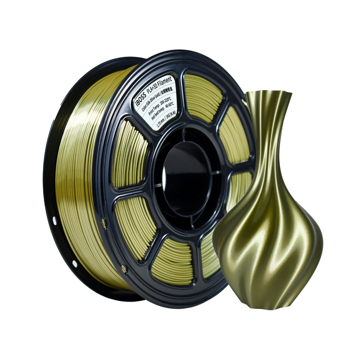 iBOSS PLA 3D-Druckerfilament, PLA+ Filament 1,75 mm, Seide olivgold, Genauigkeit +/-0,02 mm, PLA PLU
