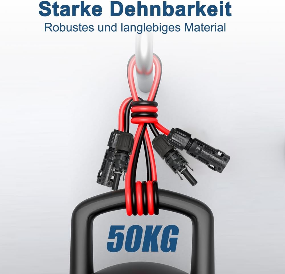 Slocable Solarkabel Verlängerung 12m 10AWG mit IP68 wasserdichtem 1500V PV Stecker, 12m 10awg