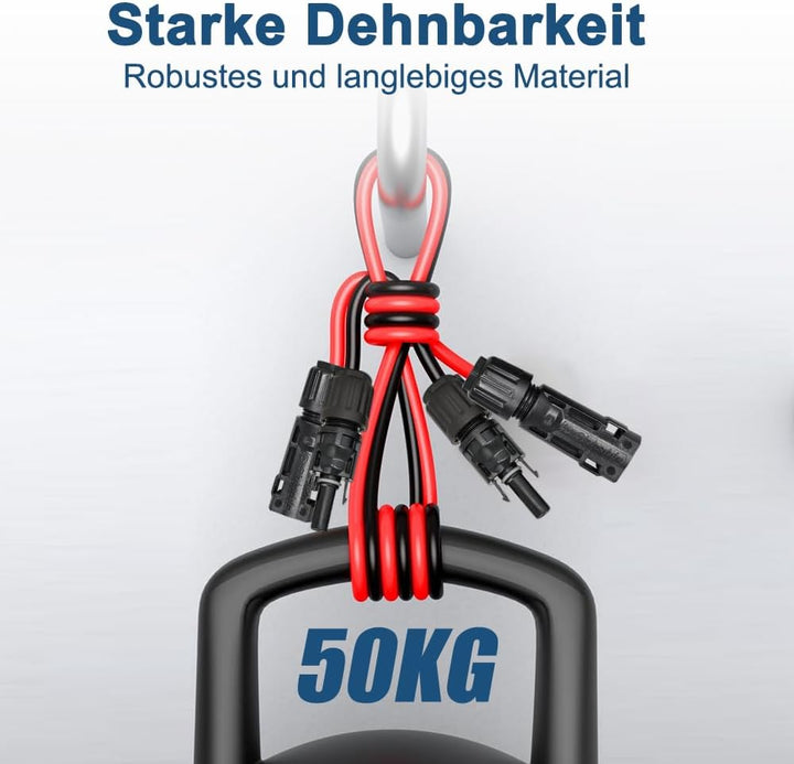 Slocable Solarkabel Verlängerung 12m 10AWG mit IP68 wasserdichtem 1500V PV Stecker, 12m 10awg