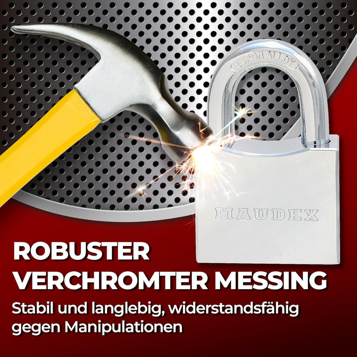 Maudex® RPB50 Hochleistungs-Vorhängeschloss – 10 mm gehärteter, schnittfester Bügel, wetterfester Ch