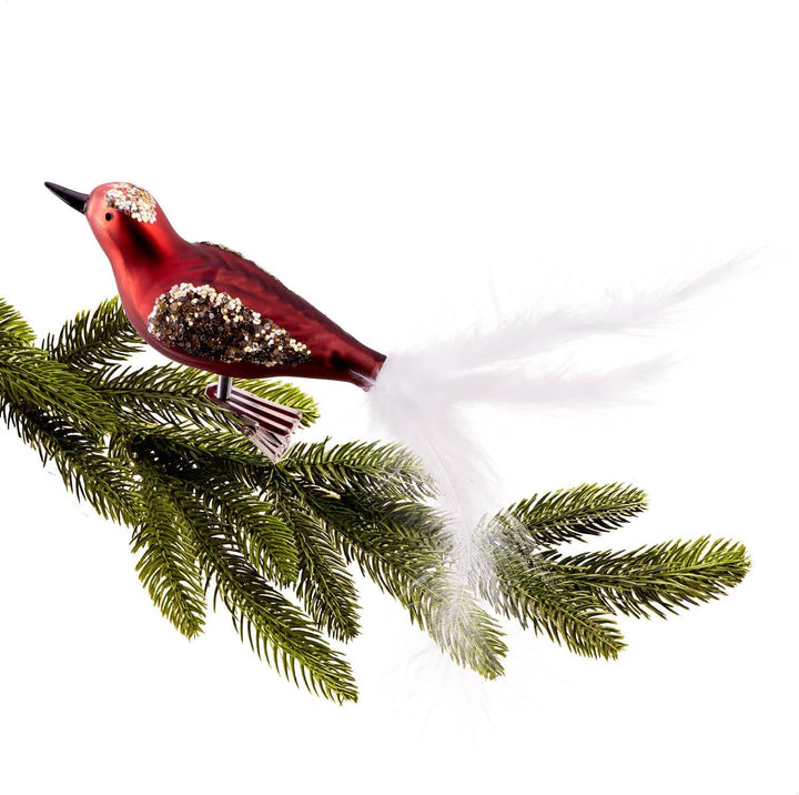 com-four® 6X Vogel auf Clip - glänzende Vögel mit Langen, weissen Schwanzfedern - Zierschmuck für di