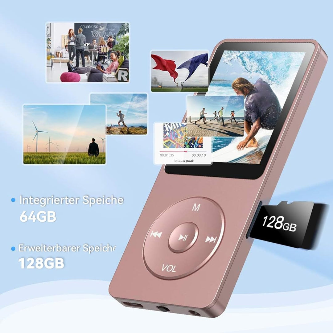 AGPTEK 64GB Klassischer MP3 Player, Laufzeit bis zu 70 Stunden, HiFi, Kleiner MP3-Player für Kinder/