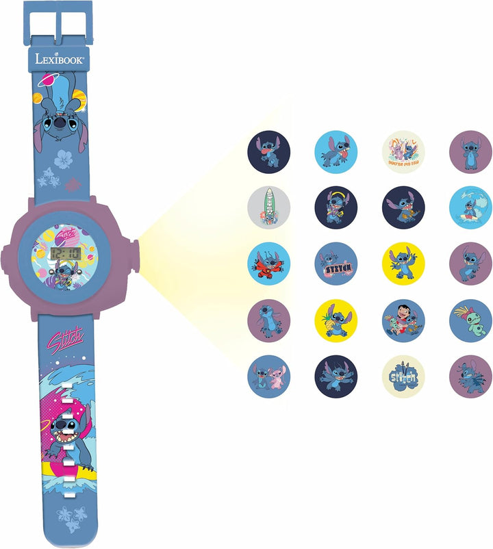 Lexibook - Disney Stitch - Verstellbare Projektionsuhr mit digitalem Bildschirm - 20 Bilder von Lilo