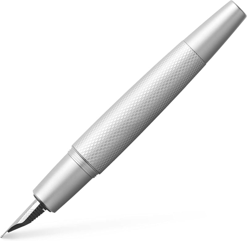 Faber-Castell 148672 - Füller e-motion pure Silver, Federbreite EF, inkl. Geschenkverpackung und Kon