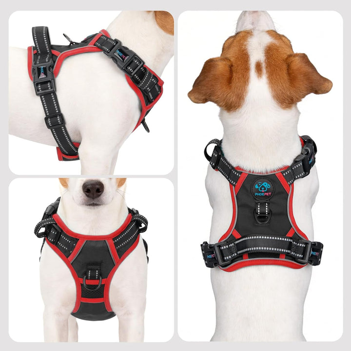 PHOEPET Verstellbares Sicherheitsgeschirr für mittlere und grosse Hunde mit gepolstertem Griff und r