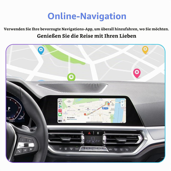 EZoneTronics Wireless CarPlay &amp; Android Auto Retrofit Kit Decoder Box für BMW mit EVO MGU ID5 ID6 ID