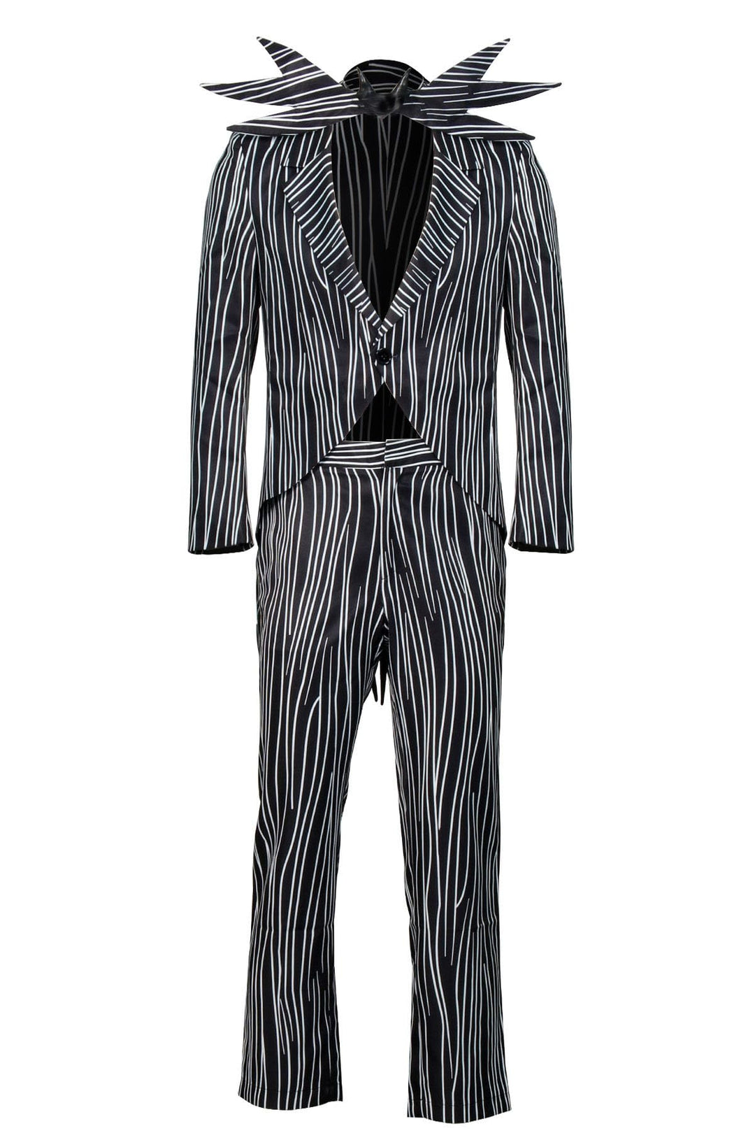 NUWIND Jack Skellington Herren Halloween Cosplay Kostüm Gestreifter Anzug mit Hose Fledermaus Fliege