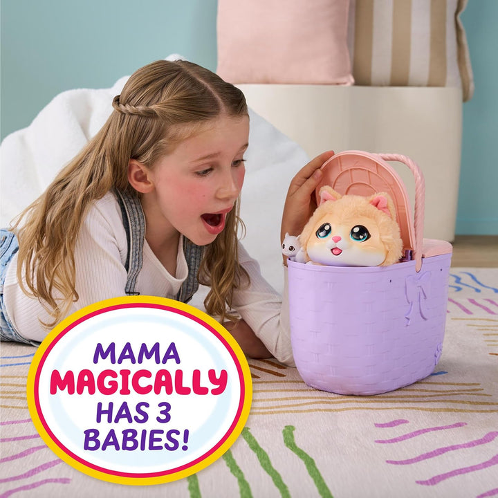 Little Live Pets Mama Surprise Kittens, interaktive Mama mit über 15 Geräuschen und Reaktionen, 3 Üb