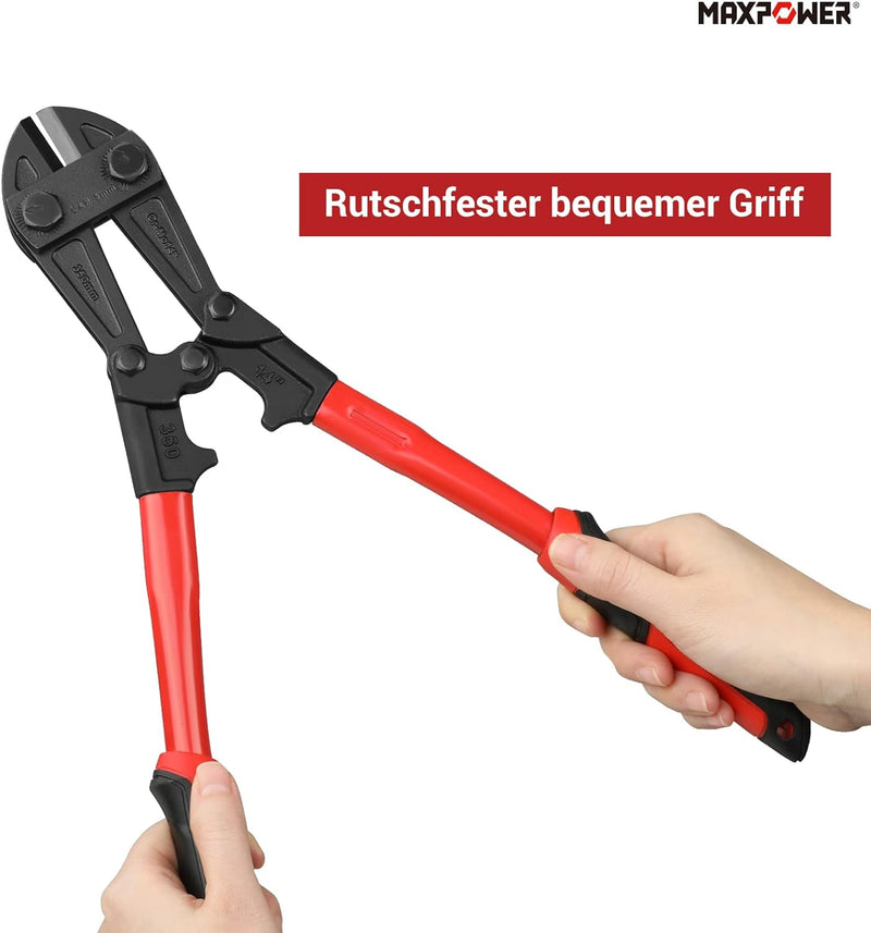 MAXPOWER 350mm Bolzenschneider Schnittdurchmesser 5mm Bolzenschneider für Schlösser 350mm/14 Zoll, 3