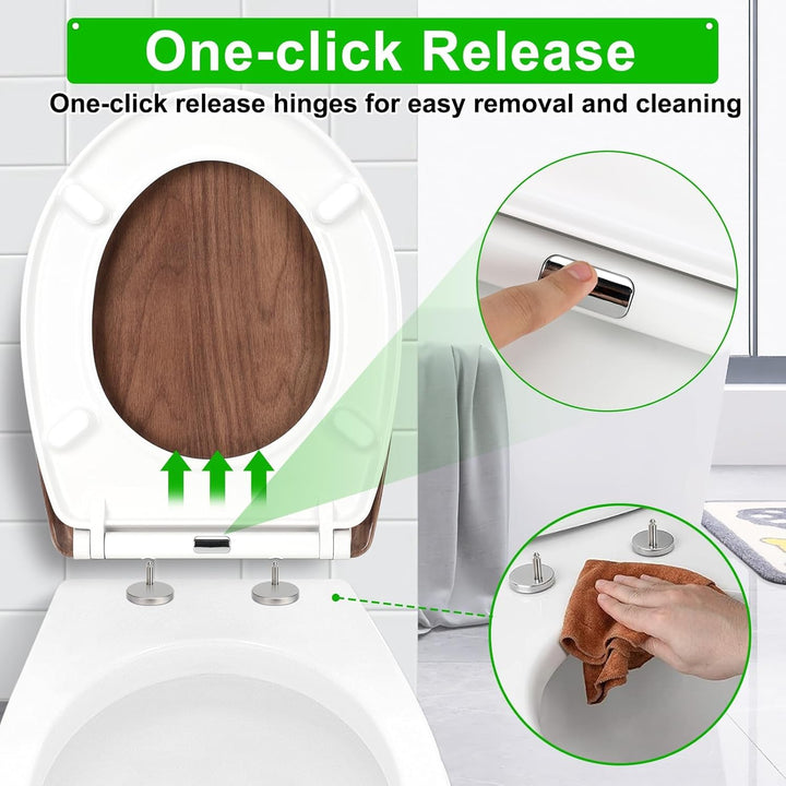 Premium WC-Sitz Toilettensitz mit Absenkautomatik, YOTOREE Toilettendeckel, O Form Duroplast Klodeck