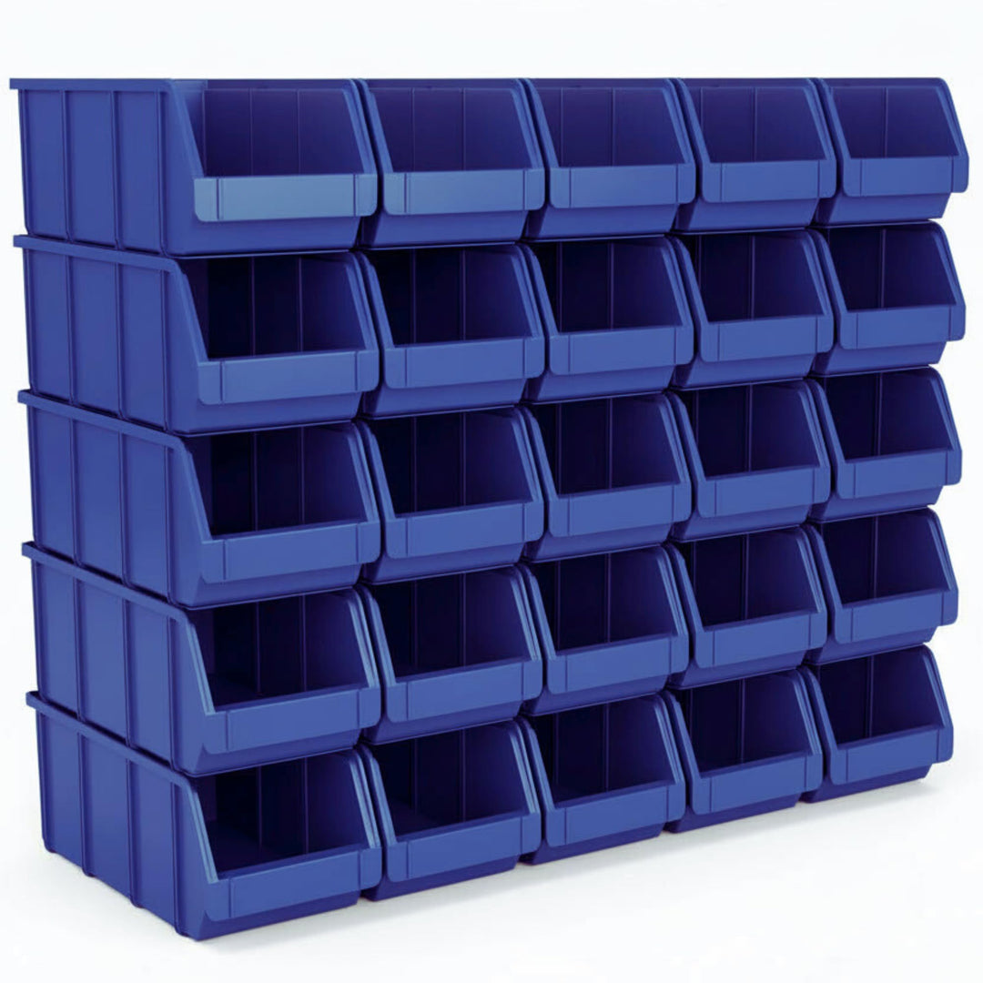 15 Stapelboxen Grösse 4 Blau – Robuste Lagerboxen 335×209×152mm für Werkstatt, Schrauben & Kleinteil