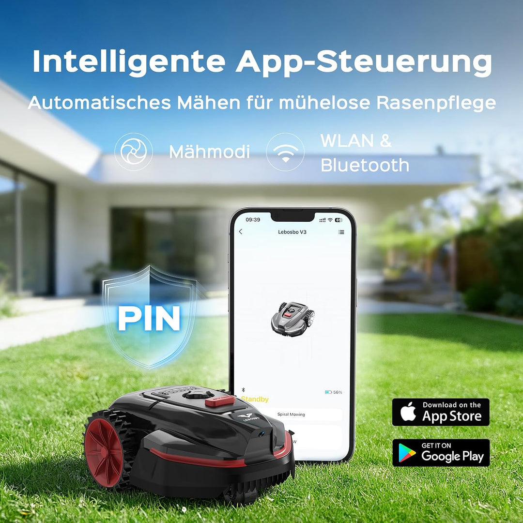 V3 Mähroboter ohne Begrenzungskabel, KI-Visionsnavigation, 150+ Hinderniserkennung, App-Steuerung, b
