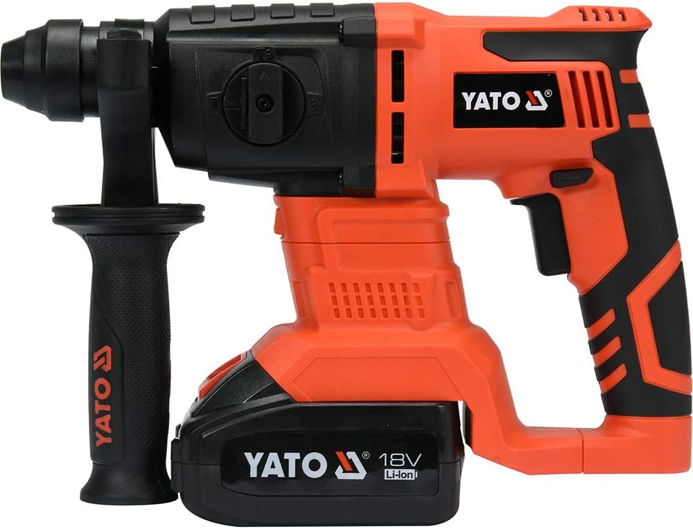 YATO Profi Akku-Bohrhammer | 18V | 2,0 Joule | SDS-Plus | 3,0 Ah Li-Ion Akku | Transportkoffer | inc